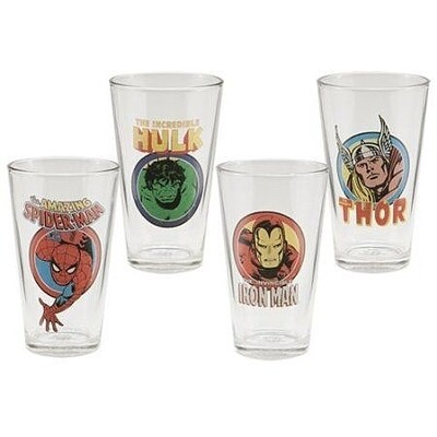 Marvel Avengers 16 oz. Pint Glasses (4 in Set) NO BOX