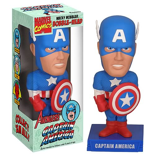 Marvel Captain America 7&quot;H Wacky Wobbler Bobblehead Doll