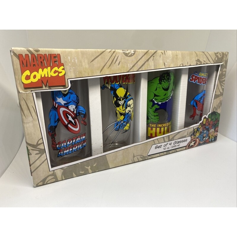 Marvel Avengers 10 oz. Glasses (4 in Set) BOXED