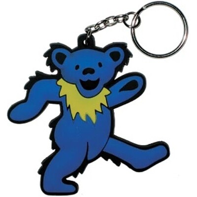 Grateful Dead BLUE Dancing Bear Rubber Keychain
