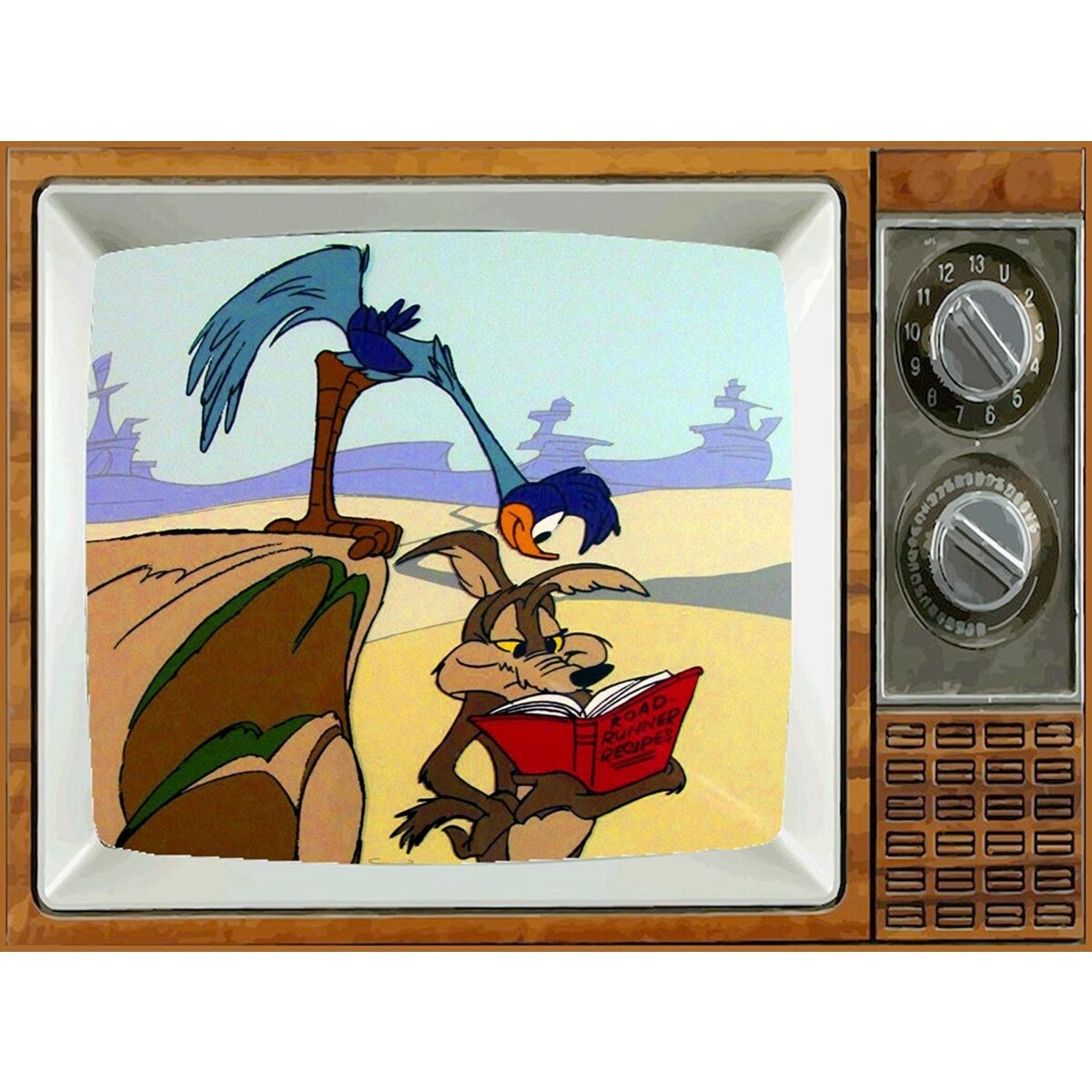 Road Runner and Wile E Coyote Looney Tunes Metal TV Magnet