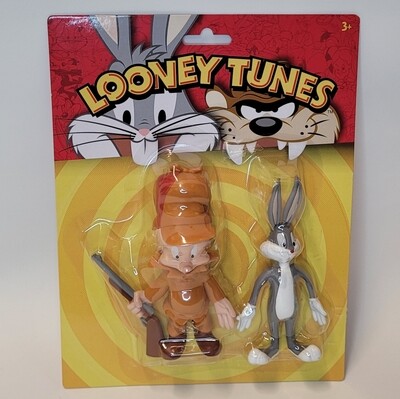 Looney Tunes Bugs Bunny and Elmer Fudd 4"H Bendy Figures