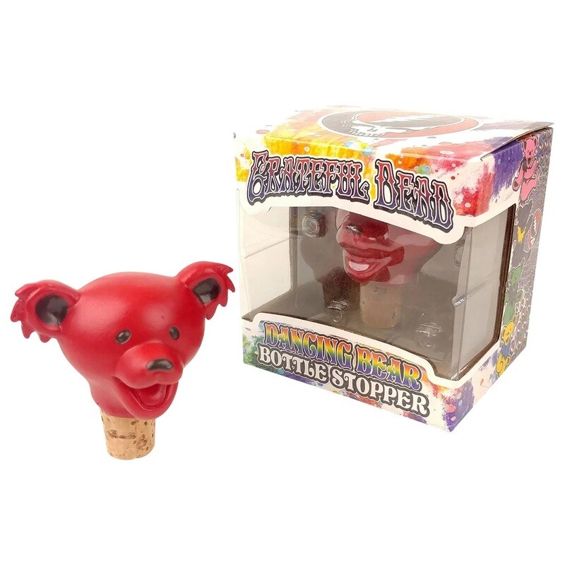 Grateful Dead Dancing Bear Head (RED) Bottle Stopper