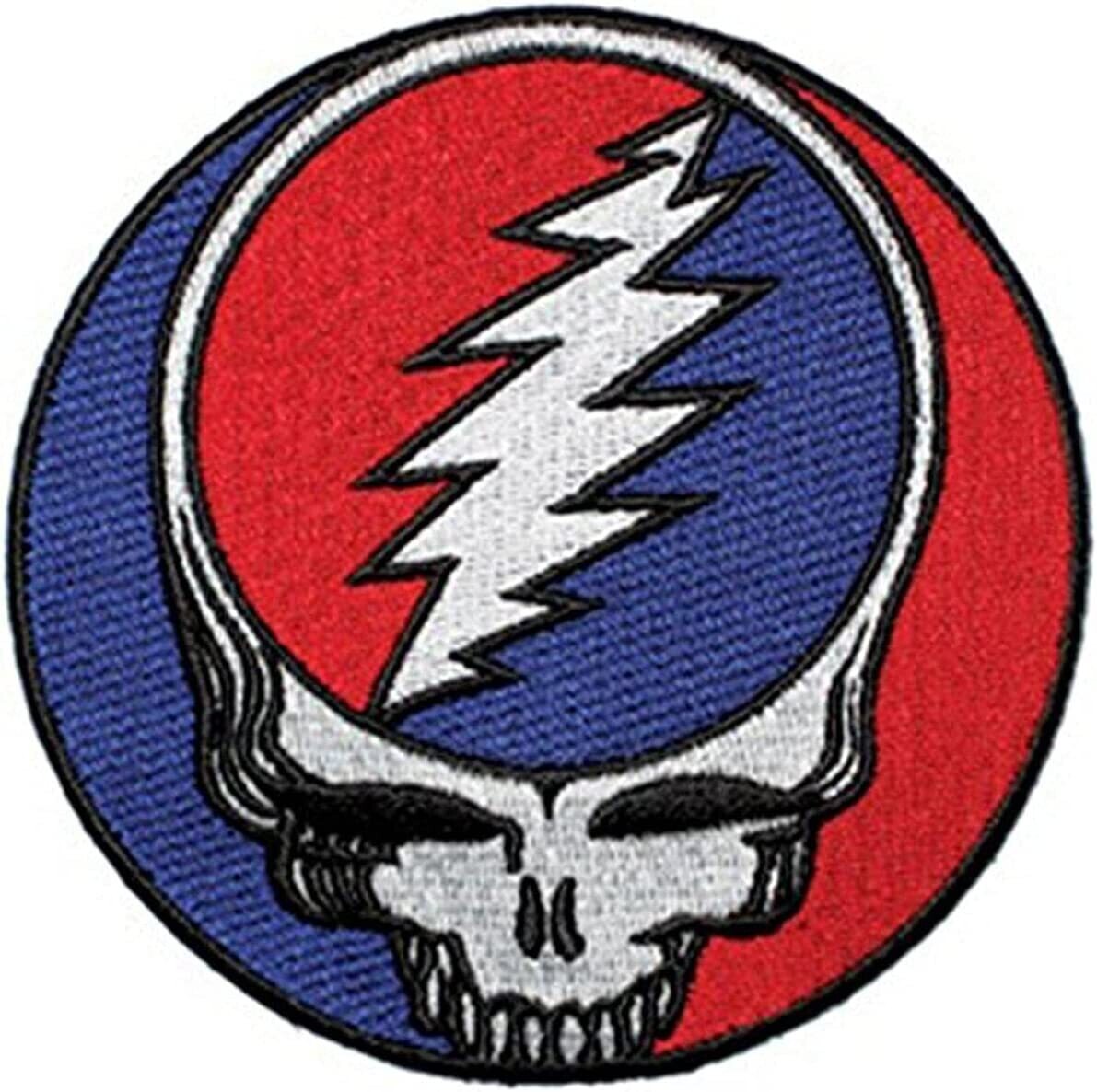 3 1/2"D Grateful Dead "Steal Your Face" Embroidered Iron-On Patch