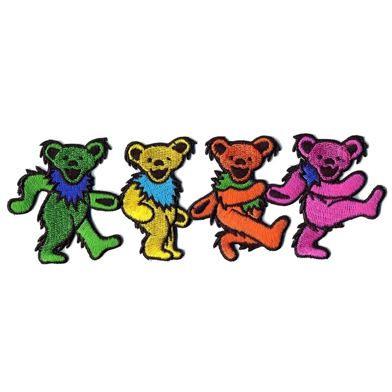 Grateful Dead Dancing Bears 6&quot;L Embroidered Iron-On Patch
