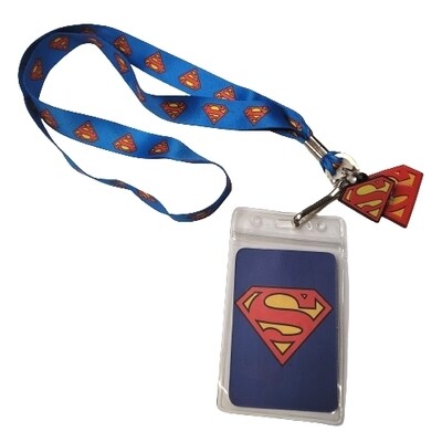 Superman 16"L Blue Cloth Lanyard with Pouch and Clip