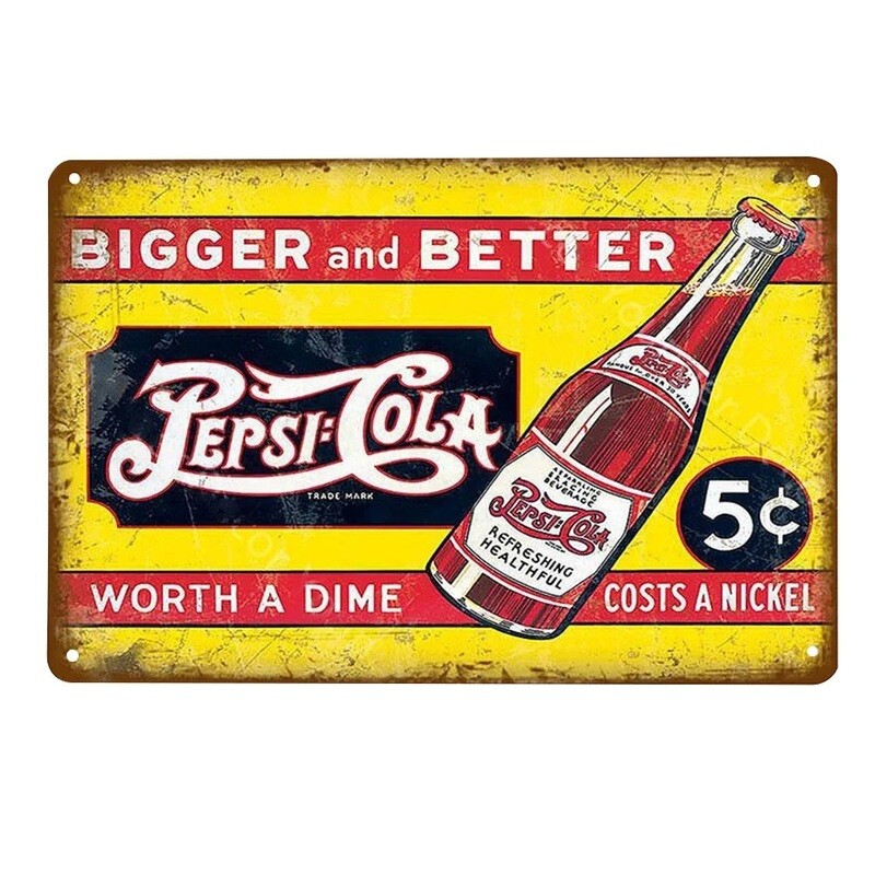Pepsi-Cola Metal Sign 11 3/4&quot;W x 7 3/4&quot;H