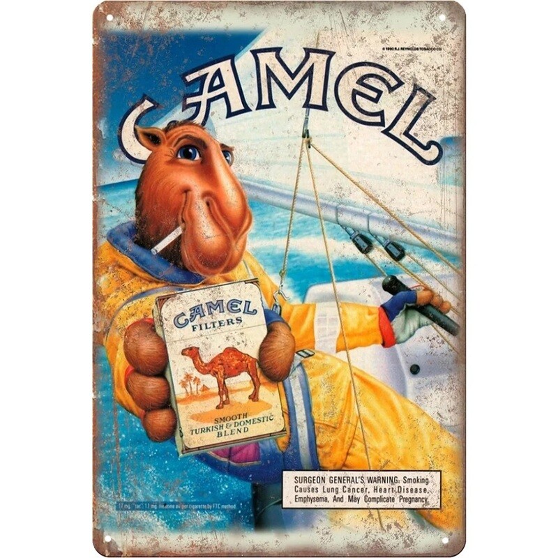 Joe Camel Metal Sign 7 3/4&quot;W x 11 3/4&quot;H