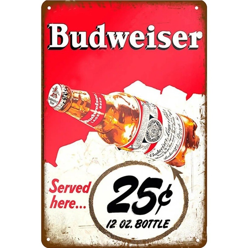 Budweiser Metal Sign 7 3/4&quot;W x 11 3/4&quot;H