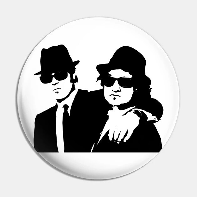 2 1/4&quot;D Blues Brothers Silhouette Pinback Button