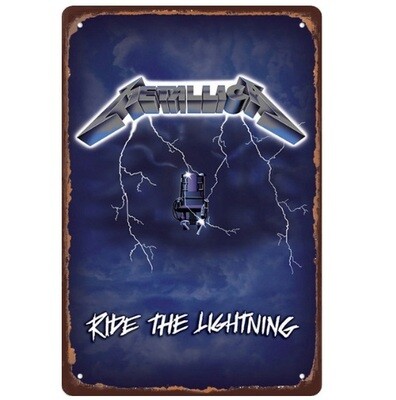 Metallica "Ride the Lightning" Metal Sign 7 3/4"W x 11 3/4"H