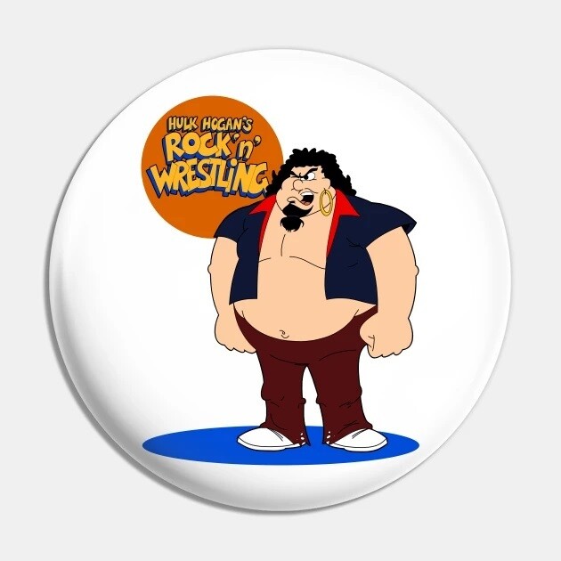 2 1/4&quot;D Captain Lou Albano Rock &#39;n&#39; Wrestling Pinback Button