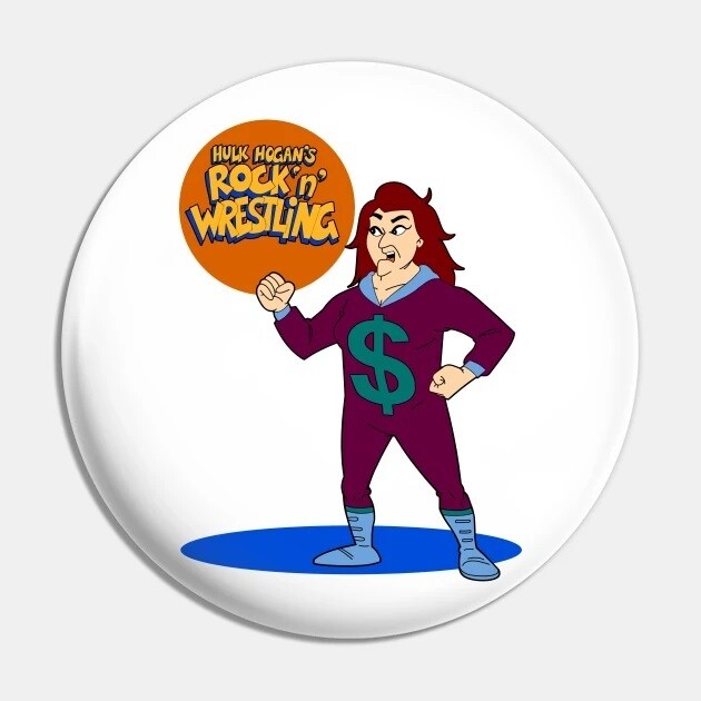2 1/4&quot;D Fabulous Moolah Rock &#39;n&#39; Wrestling Pinback Button