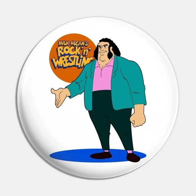 2 1/4&quot;D Andre the Giant Rock &#39;n&#39; Wrestling Pinback Button