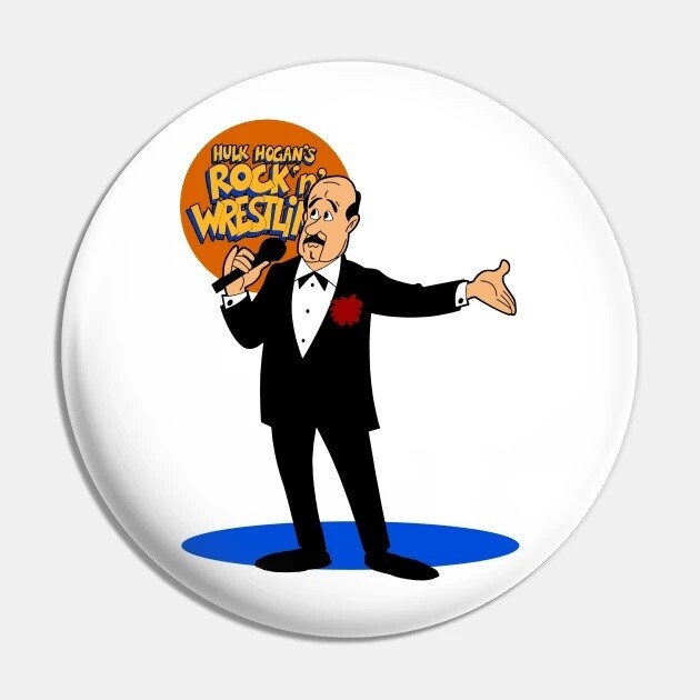 2 1/4&quot;D Mean Gene Okerlund Rock &#39;n&#39; Wrestling Pinback Button