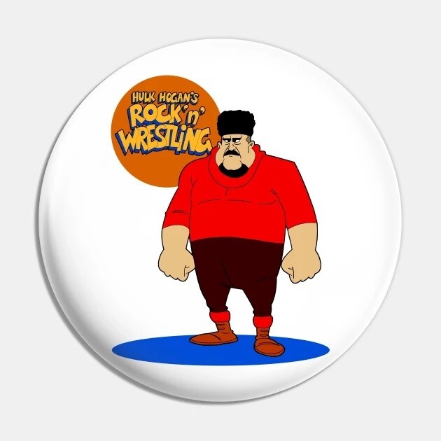 2 1/4"D Nikolai Volkoff Rock 'n' Wrestling Pinback Button
