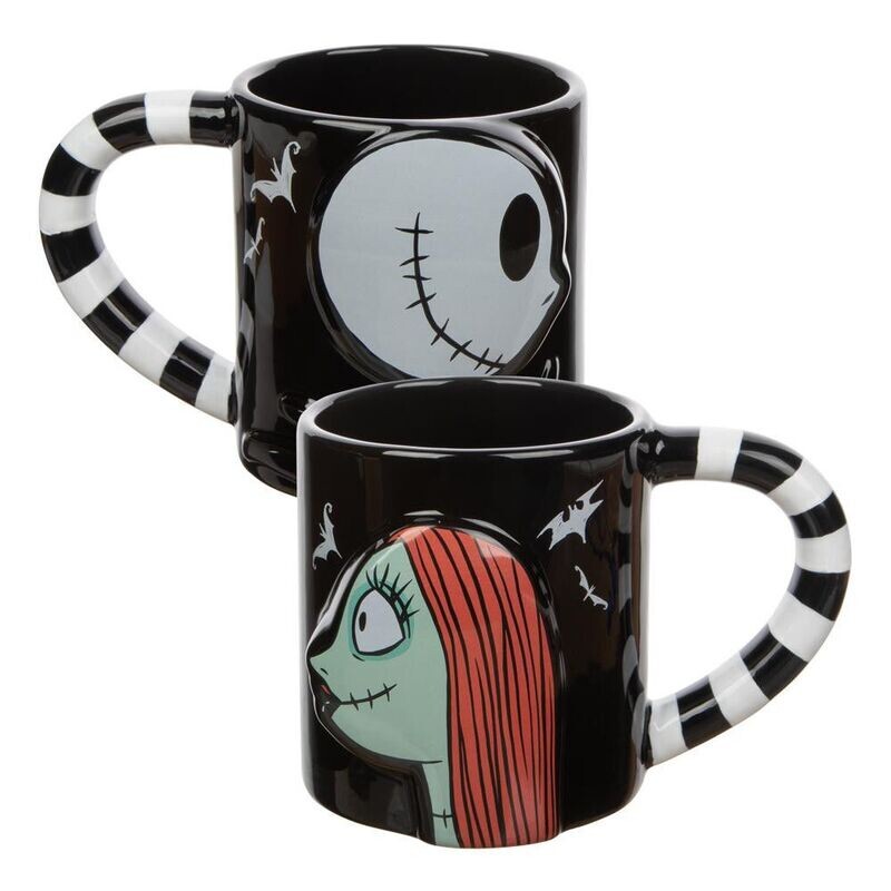 The Nightmare Before Christmas Set of TWO 20 oz. Sculpted Ceramic Mugs (Jack &amp; Sally)