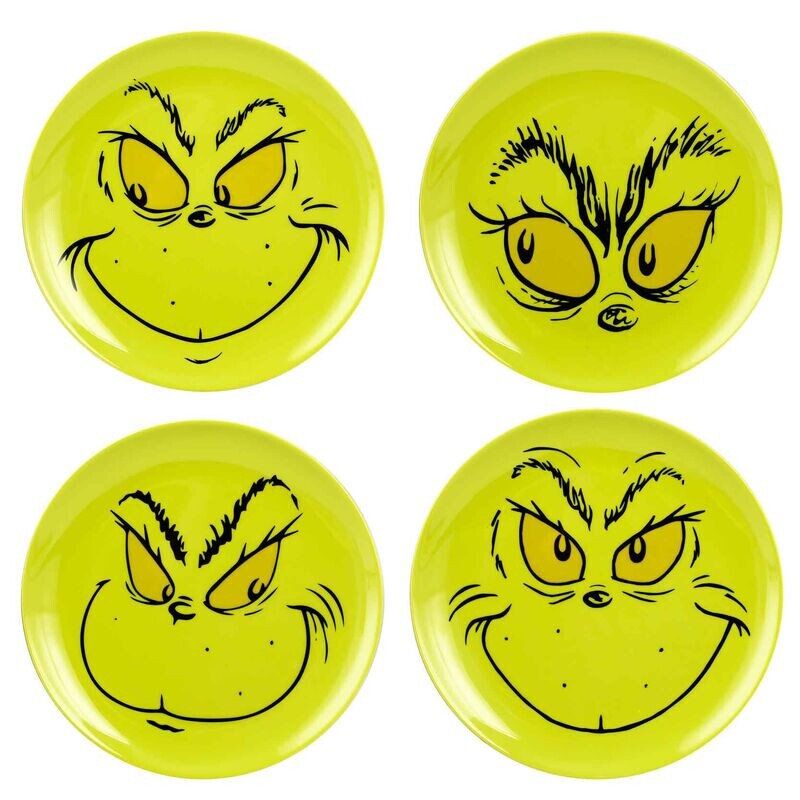 The Grinch Set of 4 Plastic 8&quot;D Plates