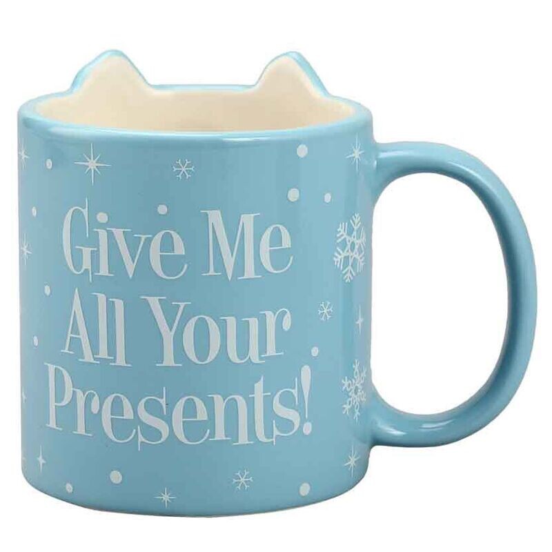 The Bumble 16 oz. Bas Relief Ceramic Mug "Give Me All Your Presents!"