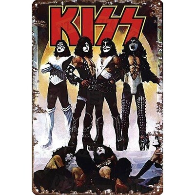 KISS "Love Gun" Metal Sign 7 3/4"W x 11 3/4"H