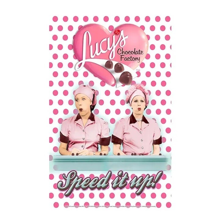 I Love Lucy &quot;Lucy&#39;s Chocolate Factory - Speed it up!&quot; Metal Sign