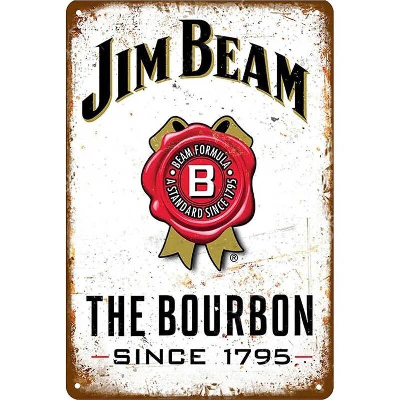 Jim Beam Metal Sign 7 3/4&quot;W x 11 3/4&quot;H