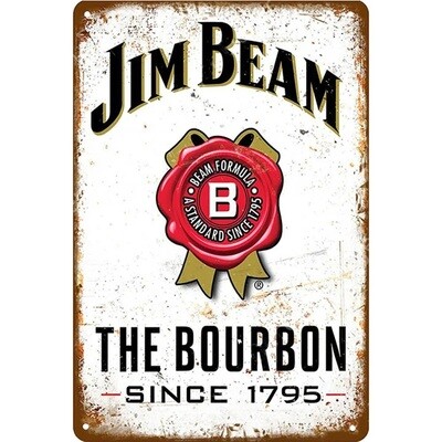 Jim Beam Metal Sign 7 3/4"W x 11 3/4"H