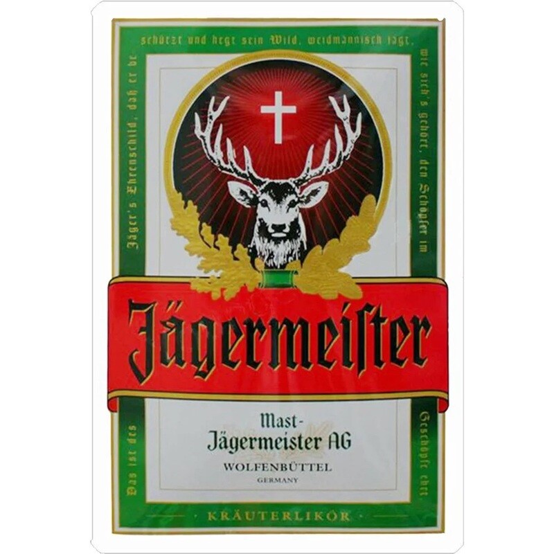 Jägermeister Label Metal Sign 7 3/4&quot;W x 11 3/4&quot;H