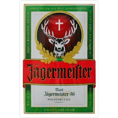 Jägermeister Label Metal Sign 7 3/4"W x 11 3/4"H