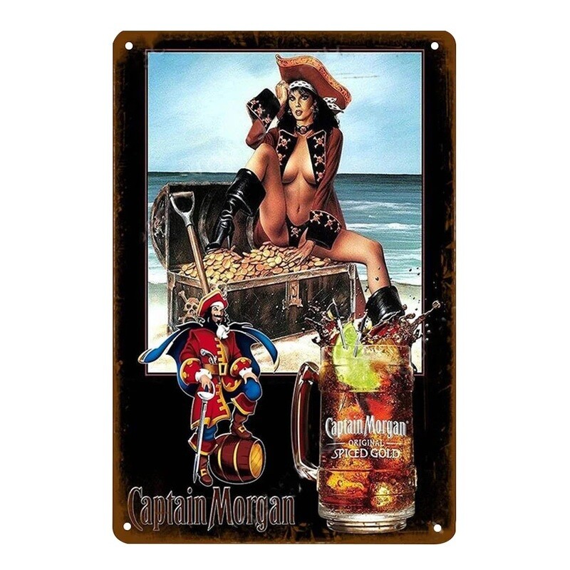 Captain Morgan &quot;Treasure Chest&quot; Metal Sign 7 3/4&quot;W x 11 3/4&quot;H