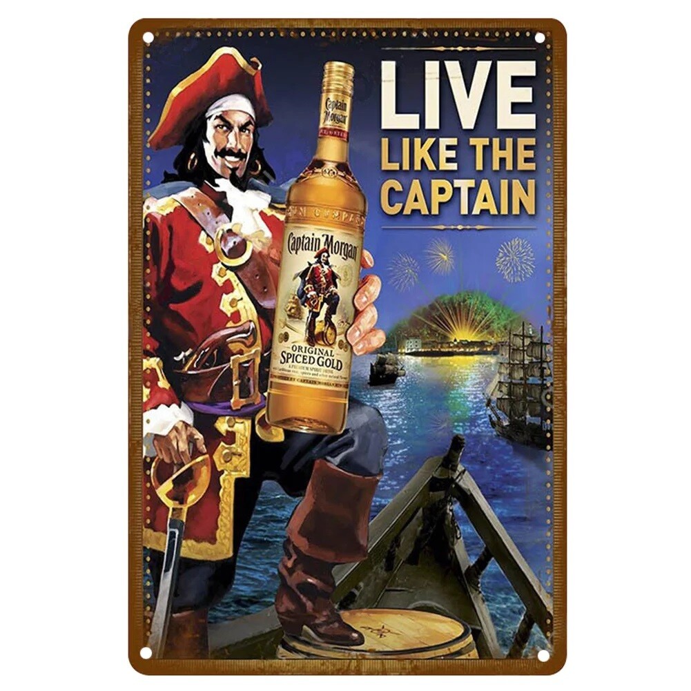 Captain Morgan "Live Like The Captain" Metal Sign 7 3/4"W x 11 3/4"H