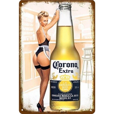 Corona Beer Bottle Metal Sign 7 3/4"W x 11 3/4"H