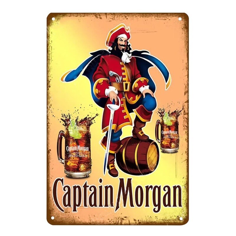 Captain Morgan Metal Sign 7 3/4&quot;W x 11 3/4&quot;H