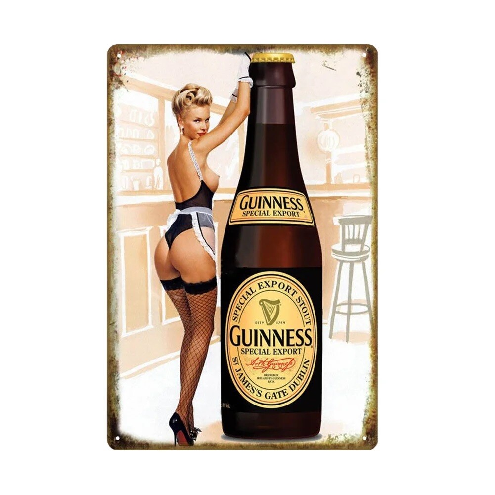 Guinness Beer Bottle Metal Sign 7 3/4"W x 11 3/4"H