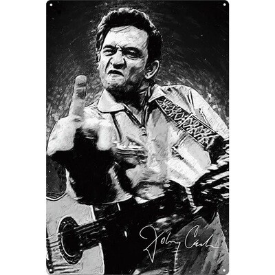 Johnny Cash "The Finger" Metal Sign 7 3/4"W x 11 3/4"H