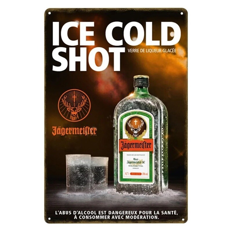 Jägermeister &quot;Ice Cold Shot&quot; Metal Sign 7 3/4&quot;W x 11 3/4&quot;H