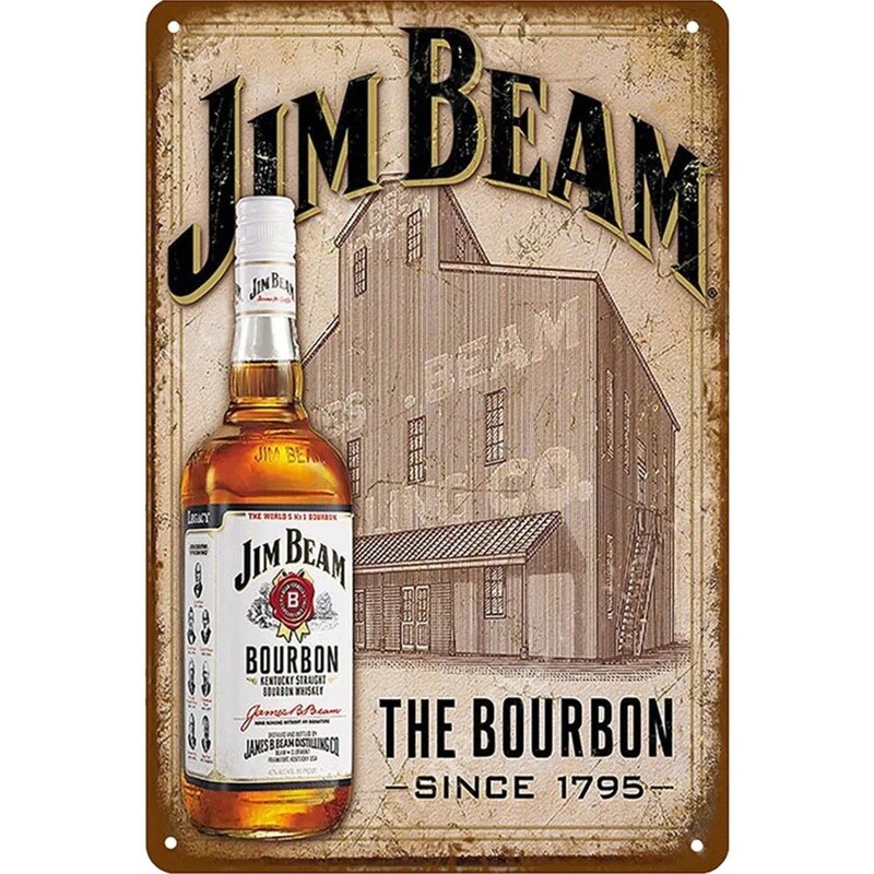 Jim Beam &quot;Factory&quot; Metal Sign 7 3/4&quot;W x 11 3/4&quot;H