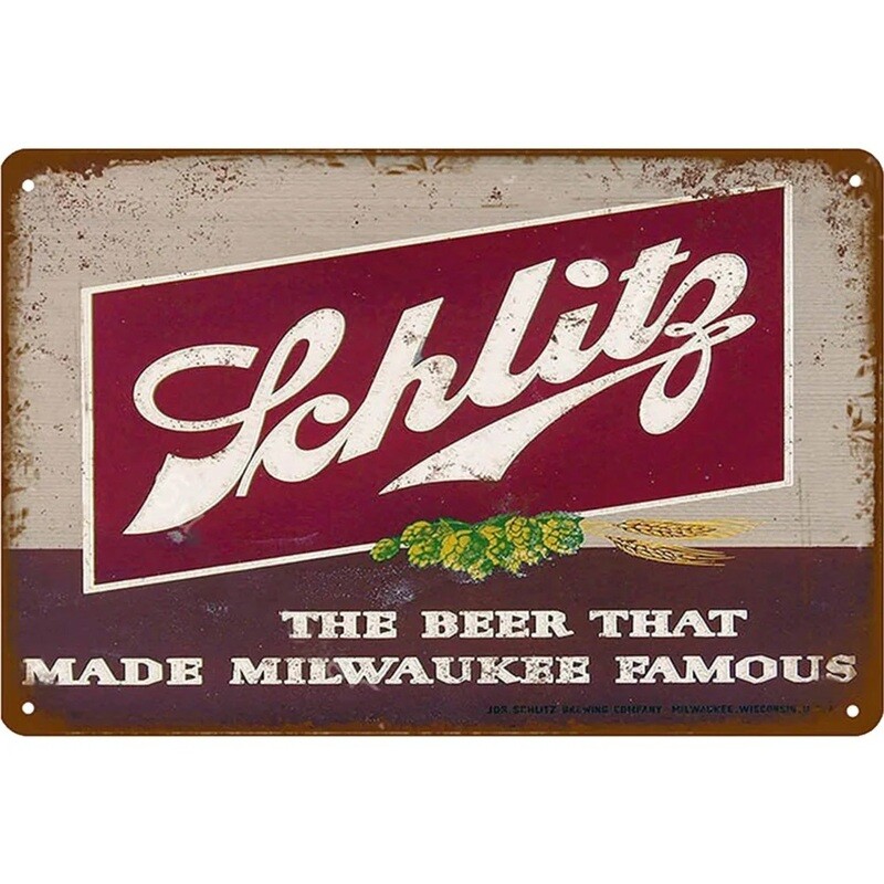 Schlitz Beer Metal Sign 11 3/4&quot;W x 7 3/4&quot;H