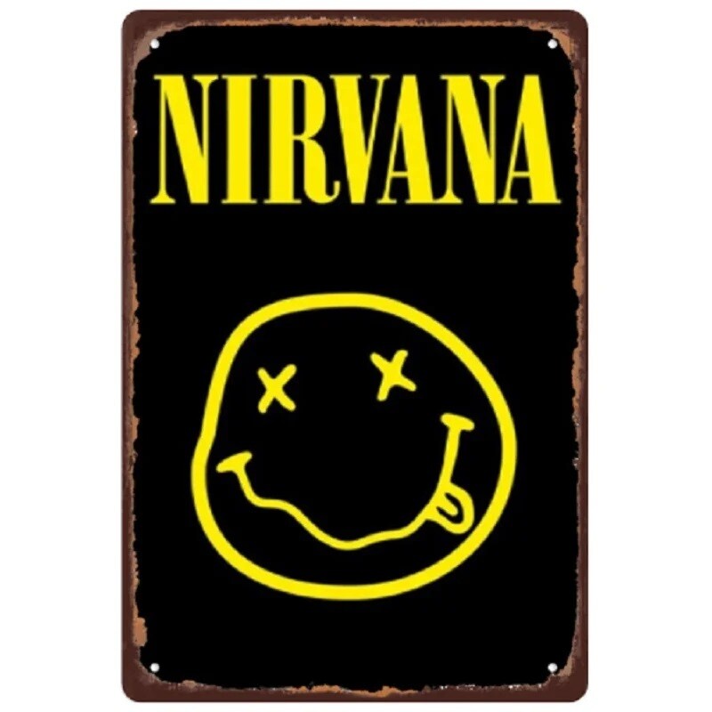 Nirvana Smiley Face Metal Sign 7 3/4"W x 11 3/4"H
