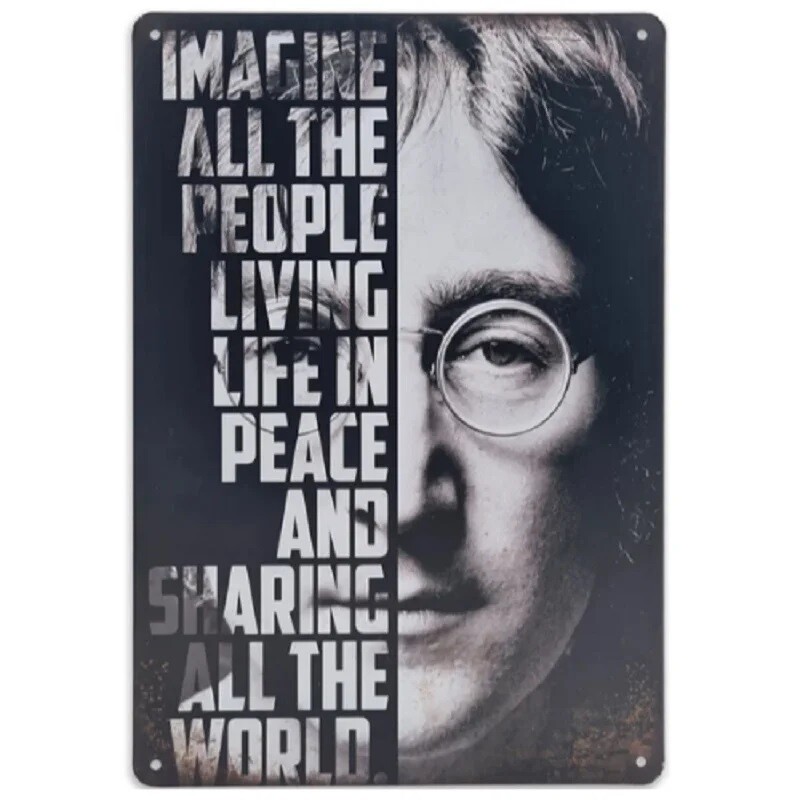 John Lennon &quot;Imagine&quot; Metal Sign 7 3/4&quot;W x 11 3/4&quot;H
