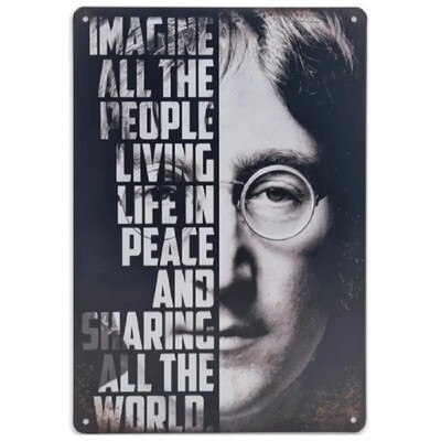 John Lennon "Imagine" Metal Sign 7 3/4"W x 11 3/4"H