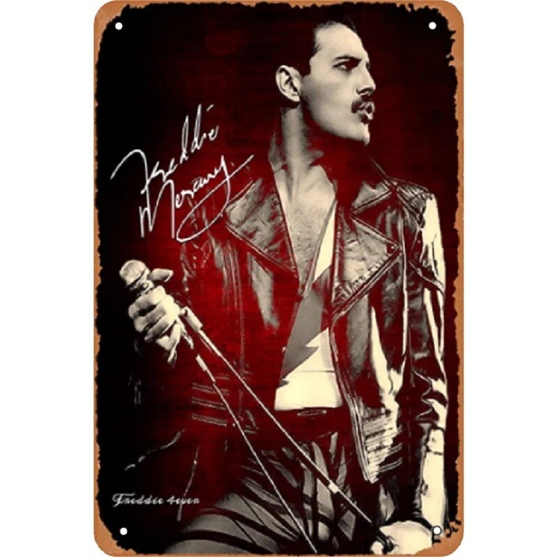 Queen Freddie Mercury Metal Sign 7 3/4&quot;W x 11 3/4&quot;H