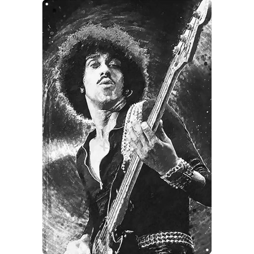 Thin Lizzy - Phil Lynott Metal Sign 7 3/4"W x 11 3/4"H