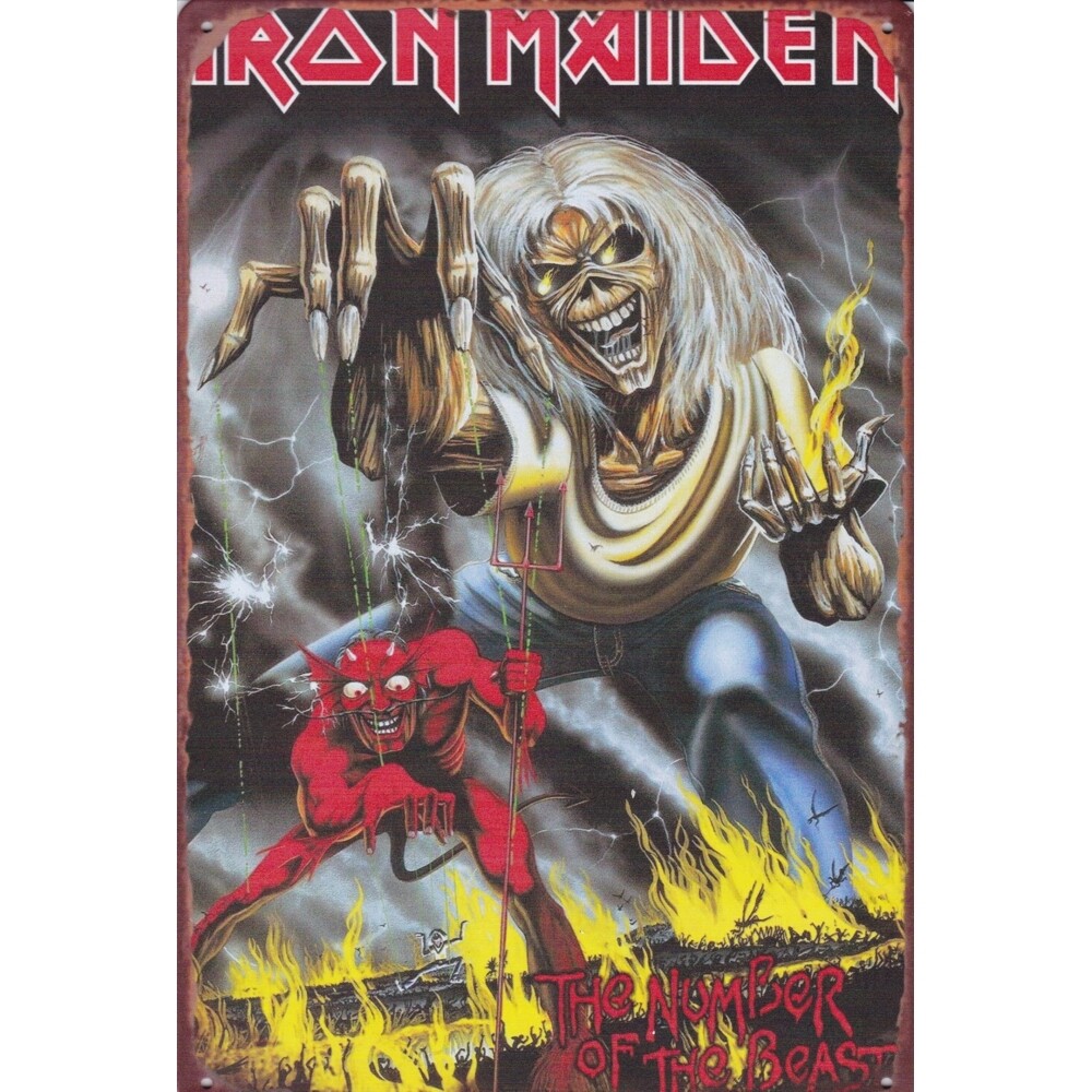 Iron Maiden &quot;The Number of the Beast&quot; Metal Sign 7 3/4&quot;W x 11 3/4&quot;H