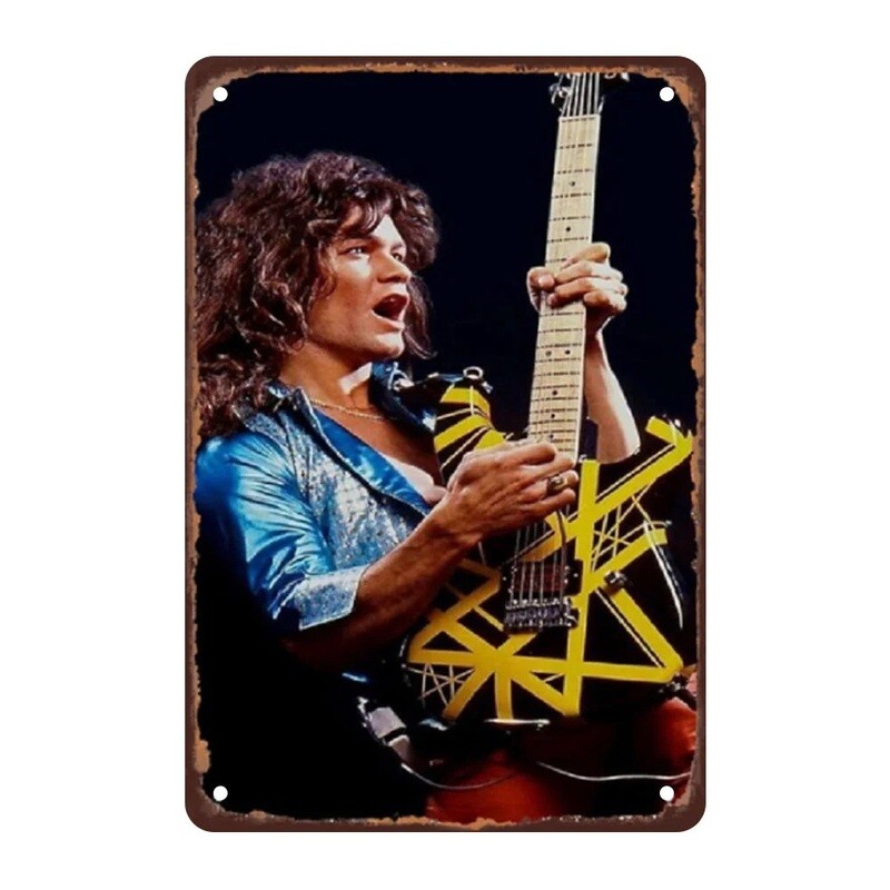 Van Halen Eddie &quot;Yellow Stripes&quot; Metal Sign 7 3/4&quot;W x 11 3/4&quot;H