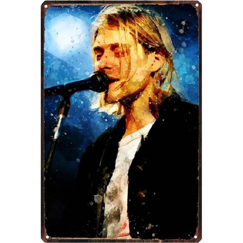 Nirvana Kurt Cobain Singing Metal Sign 7 3/4&quot;W x 11 3/4&quot;H