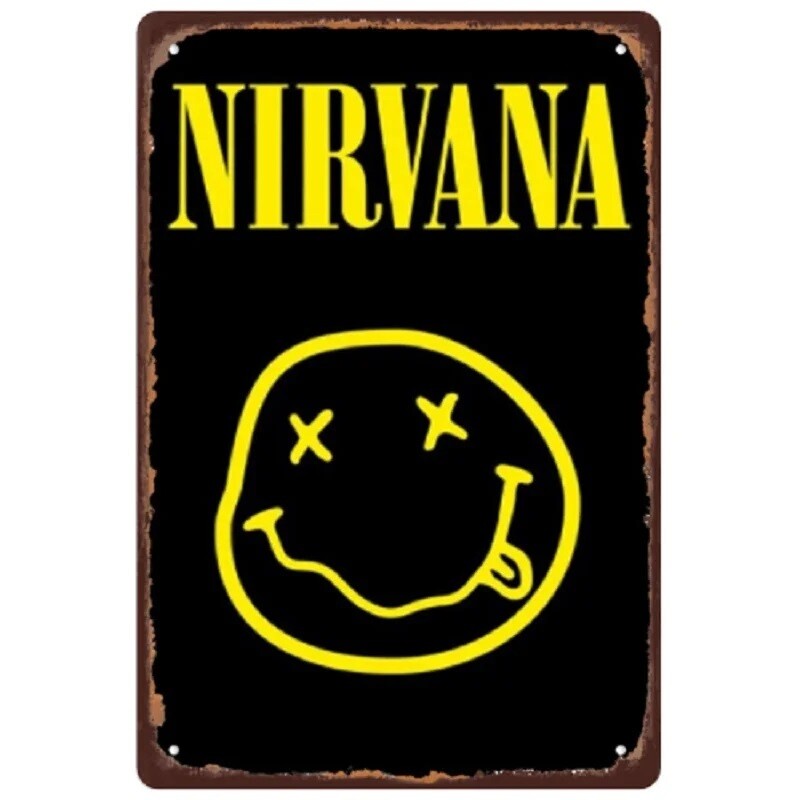 Nirvana Smiley Face Metal Sign 7 3/4&quot;W x 11 3/4&quot;H