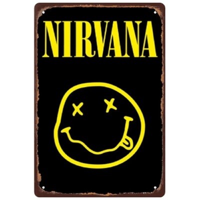 Nirvana Smiley Face Metal Sign 7 3/4"W x 11 3/4"H