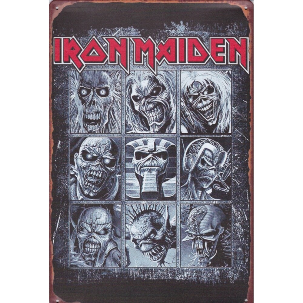 Iron Maiden Faces of Eddie Metal Sign 7 3/4"W x 11 3/4"H