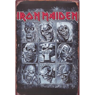 Iron Maiden Faces of Eddie Metal Sign 7 3/4"W x 11 3/4"H